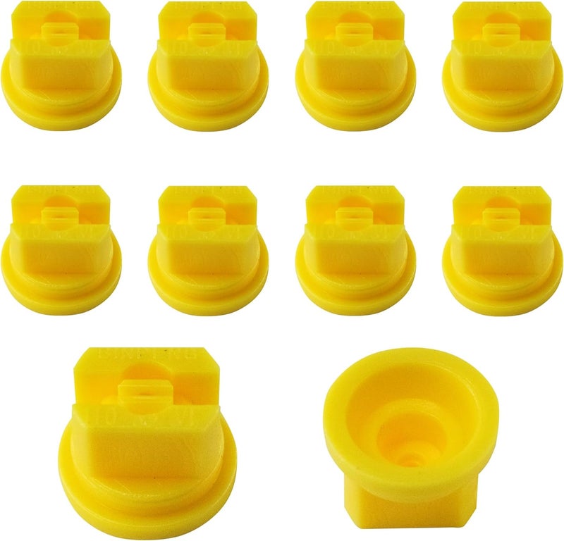 PDETVEO 10pcs Flat Fan Spray Tip, 110 Degree Plastic Flat Fan Sprayer Nozzles 0.2mm Orifice Diameter for Agricultural, Cleaning, Cooling, Yellow - Image 1